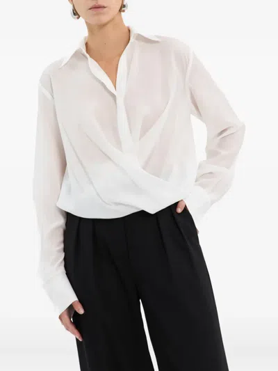 Rebecca Vallance Noor Wrap Collared Blouse In White