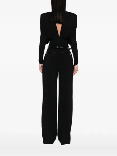 Elisabetta Franchi Pleated-shoulder Bodysuit In Black