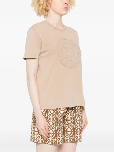Fendi Cotton T-shirt In Neutral