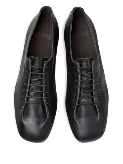 Camper Casi Myra Lace-up Leather Flats In Black