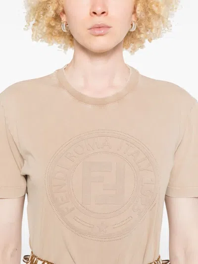 Fendi Cotton T-shirt In Neutral