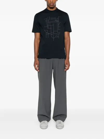 Canali Geometric-print T-shirt In Black