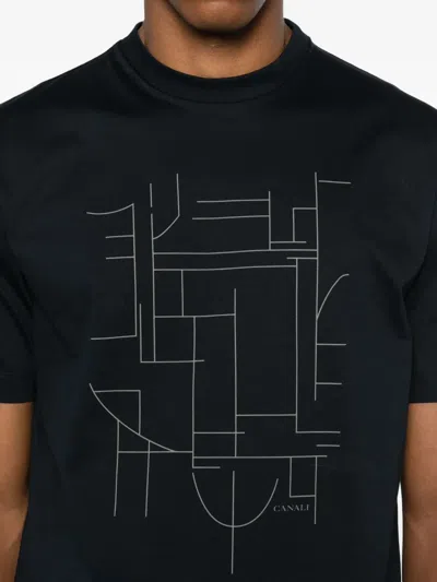 Canali Geometric-print T-shirt In Black