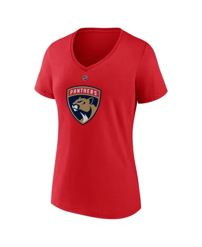 Fanatics Women's Brad Marchand Red Florida Panthers Authentic Stack Name Number V-neck T-shirt