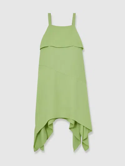 Reiss Green 13-14 Yrs Handkerchief-hem Sleeveless Dress In Green