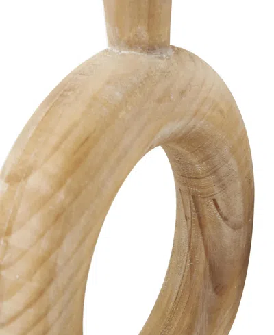 Rosemary Lane 9" Wood Circular Decorative Vase With Cutout Center, Set Of 2