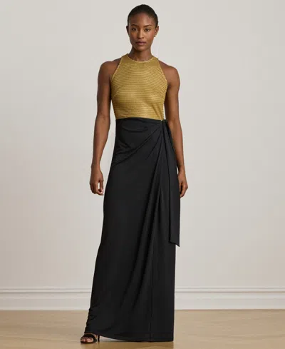 Ralph Lauren Women's Beaded Mesh & Jersey Tie-front Gown