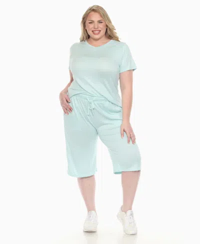 White Mark Plus Size Short Sleeve And Capri Lounge Set