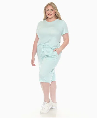 White Mark Plus Size Short Sleeve And Capri Lounge Set