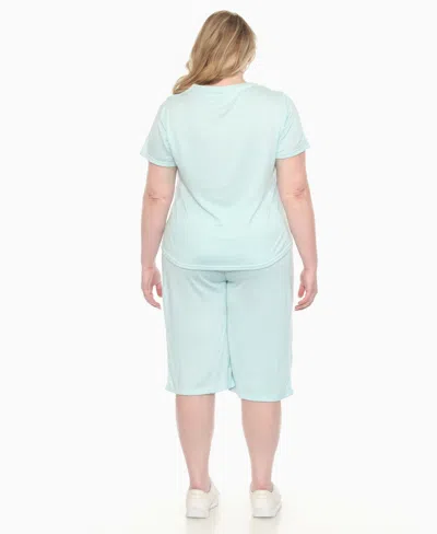 White Mark Plus Size Short Sleeve And Capri Lounge Set
