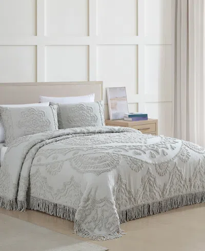 Beatrice Home Fashions Lotus Chenille Lightweight Bedspread, Twin In Gray