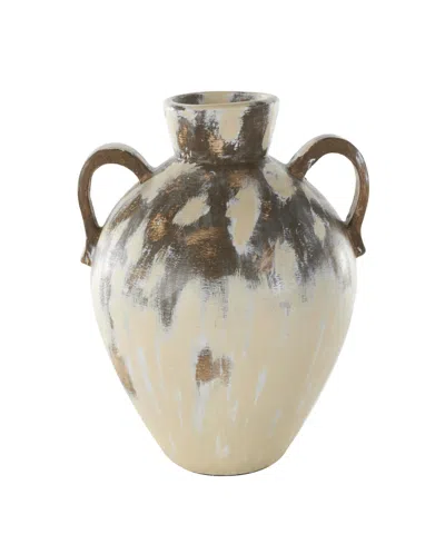 Rosemary Lane Antique Style Pot Ceramic 15" Vase With Curved Handles