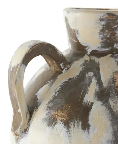 Rosemary Lane Antique Style Pot Ceramic 15" Vase With Curved Handles
