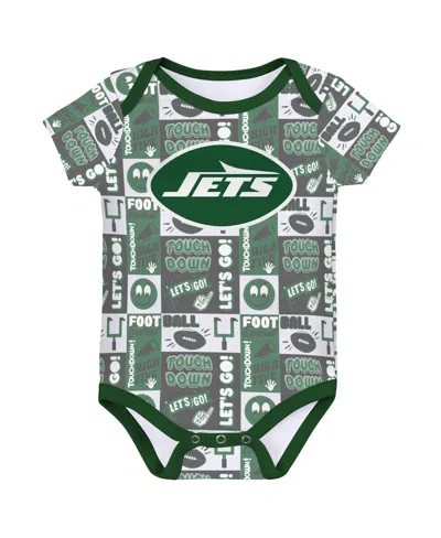 Outerstuff Baby Boys And Girls 3-piece New York Jets Play Day Bodysuit Set In Black