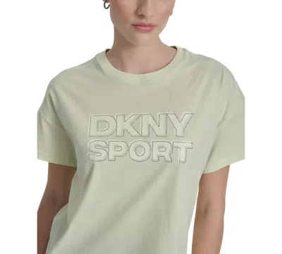 Dkny Sports Women's Rhinestone-logo Drop-shoulder T-shirt