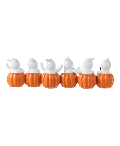 Glitzhome 4.5" Halloween Polyresin Spooky Ghost Pumpkin Table Decor