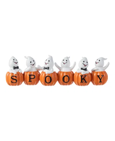 Glitzhome 4.5" Halloween Polyresin Spooky Ghost Pumpkin Table Decor
