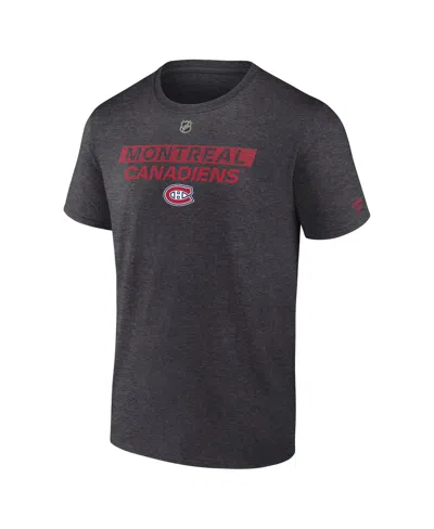 Fanatics Men's Heather Charcoal Montreal Canadiens Authentic Pro Core Primary T-shirt In Gray