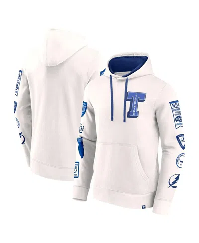 Fanatics Men's White Tampa Bay Lightning Letterman Fleece Pullover Hoodie In White