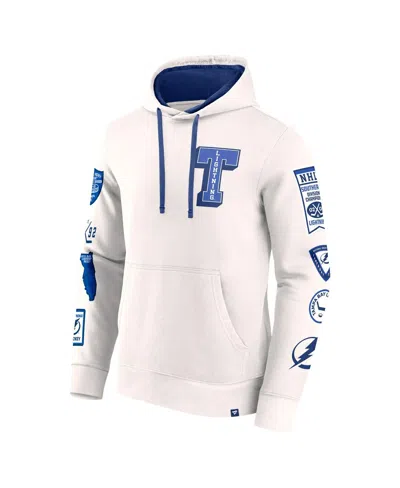 Fanatics Men's White Tampa Bay Lightning Letterman Fleece Pullover Hoodie In White