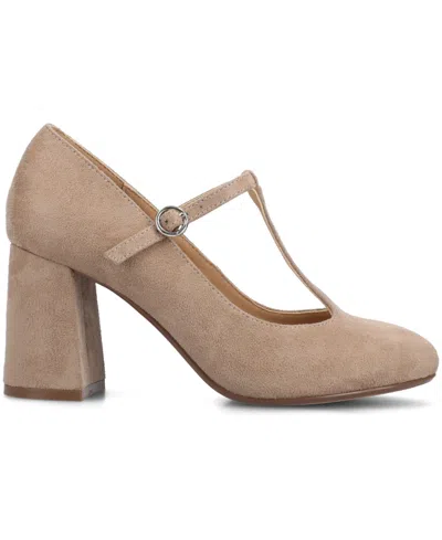 Journee Collection Women's Talani T-strap Almond Toe Dress Pumps