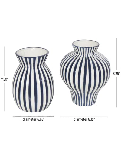 Rosemary Lane Ceramic Modern Vase, Set Of 2