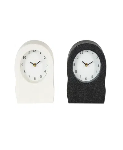 Rosemary Lane 9" Metal Textured Decorative Clock With Gold Accents, Set Of 2