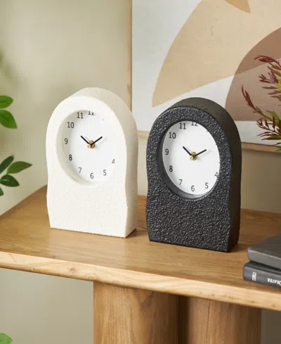 Rosemary Lane 9" Metal Textured Decorative Clock With Gold Accents, Set Of 2