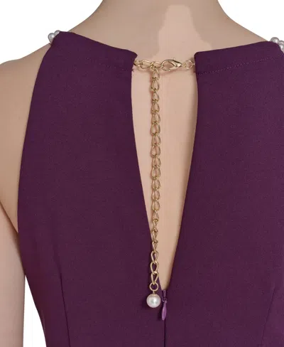 Eliza J Petite Scuba Crepe Halter Side-tuck Gown In Purple