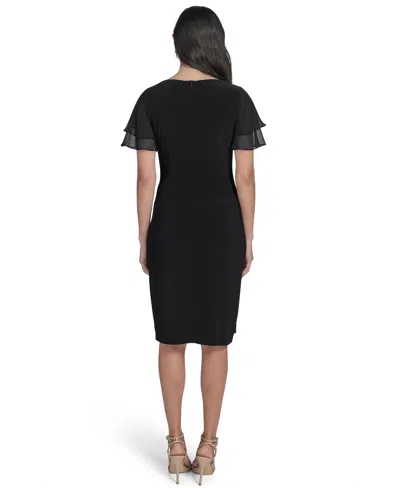 Jessica Howard Petite Flutter-sleeve Sheath Knee Length Dress