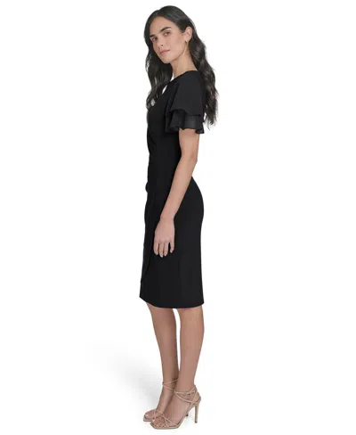 Jessica Howard Petite Flutter-sleeve Sheath Knee Length Dress