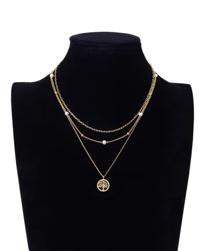 Unwritten Cubic Family Tree Pendant Layered Necklace Set