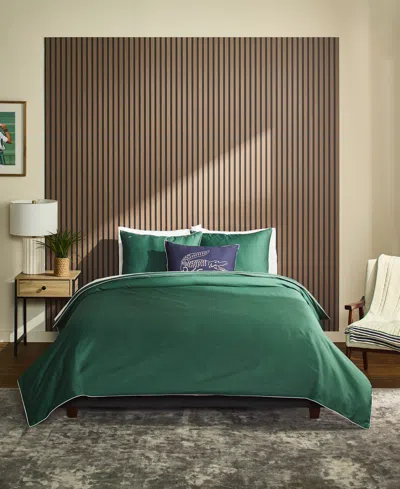 Lacoste Tiebreak Solid 3-pc. Comforter Set, Full/queen In Green