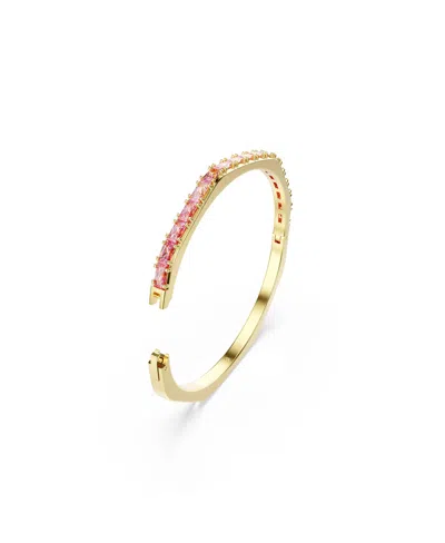 Swarovski Matrix Baguette Cut Pink Gold-tone Plated Bangle Bracelet