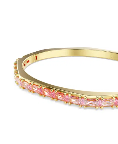 Swarovski Matrix Baguette Cut Pink Gold-tone Plated Bangle Bracelet