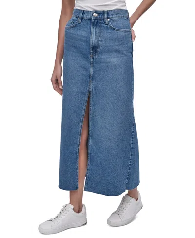 Dkny Jeans Women's High Rise Cotton Denim Maxi Skirt
