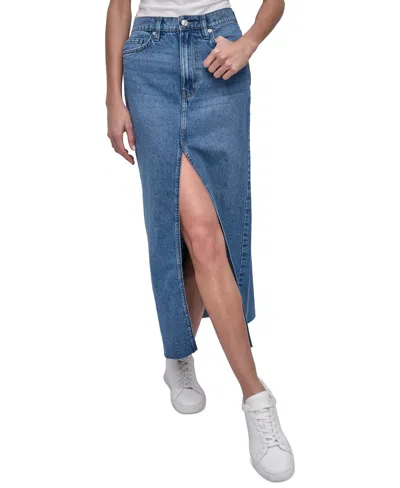 Dkny Jeans Women's High Rise Cotton Denim Maxi Skirt