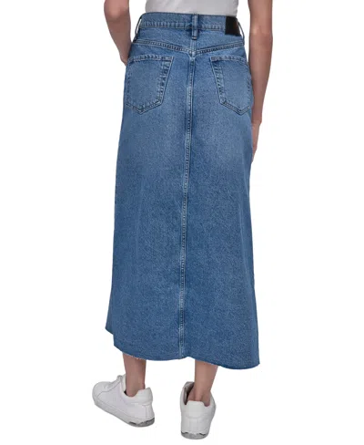 Dkny Jeans Women's High Rise Cotton Denim Maxi Skirt