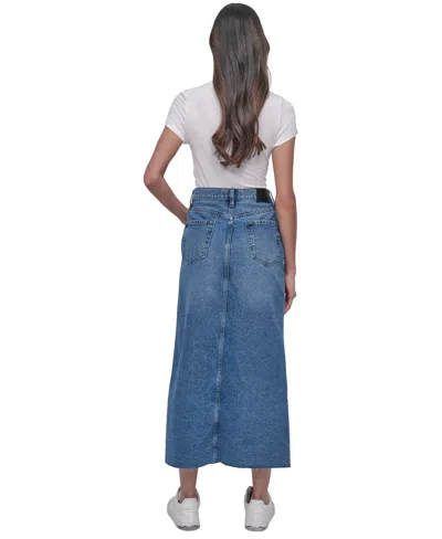 Dkny Jeans Women's High Rise Cotton Denim Maxi Skirt