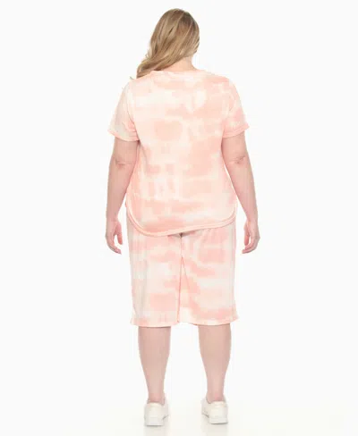 White Mark Plus Size Short Sleeve And Capri Lounge Set