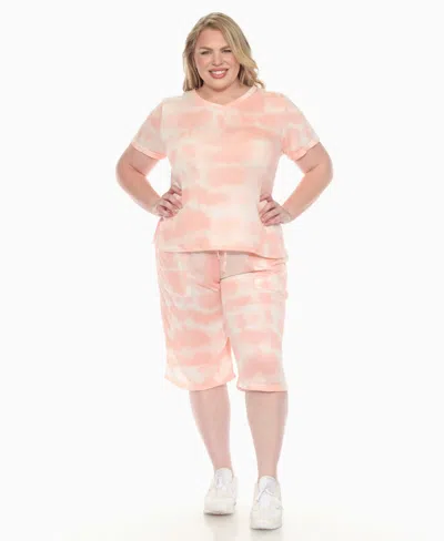 White Mark Plus Size Short Sleeve And Capri Lounge Set