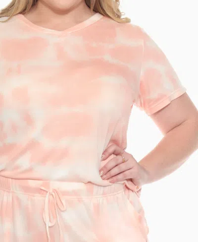 White Mark Plus Size Short Sleeve And Capri Lounge Set