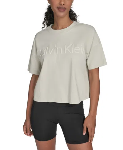 Calvin Klein Performance Women's Cotton Raised Logo Cropped T-shirt