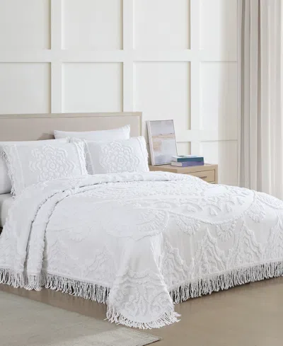 Beatrice Home Fashions Lotus Chenille Lightweight Bedspread, King In White