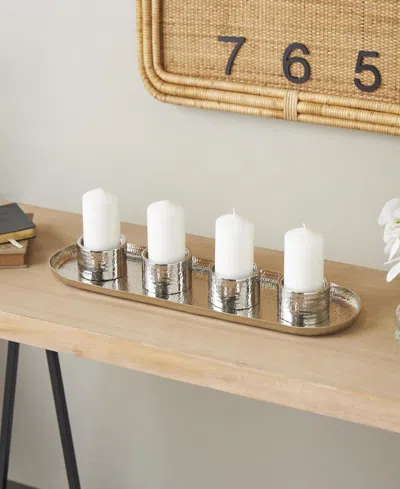 Rosemary Lane Glam Steel Candelabra, 2.25"