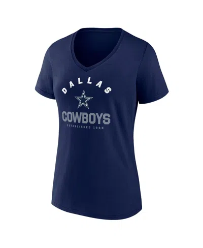 Logo Athletic Women's Navy Dallas Cowboys Unrivaled V-neck T-shirt