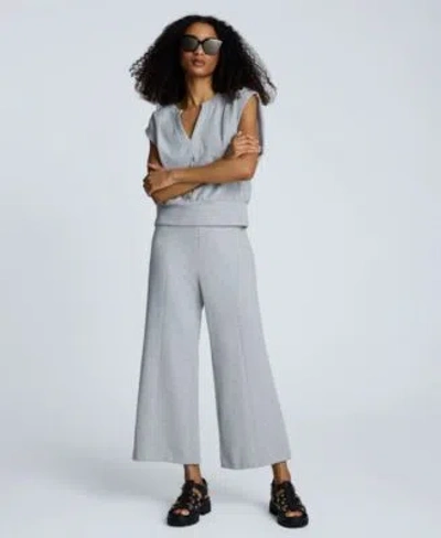 Kenneth Cole Womens Pleated Shoulder Split Neck Tank Top High Rise Pull On Wide Leg Pants