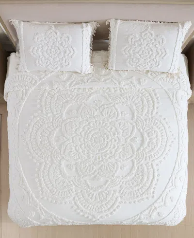 Beatrice Home Fashions Lotus Chenille Lightweight Bedspread, King In White