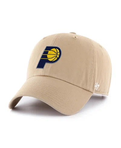 47 Brand Men's Khaki Indiana Pacers Primary Logo Clean Up Adjustable Hat