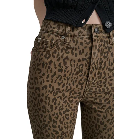 Dkny Jeans Women's Animal Print High Rise Cropped Flare Jeans